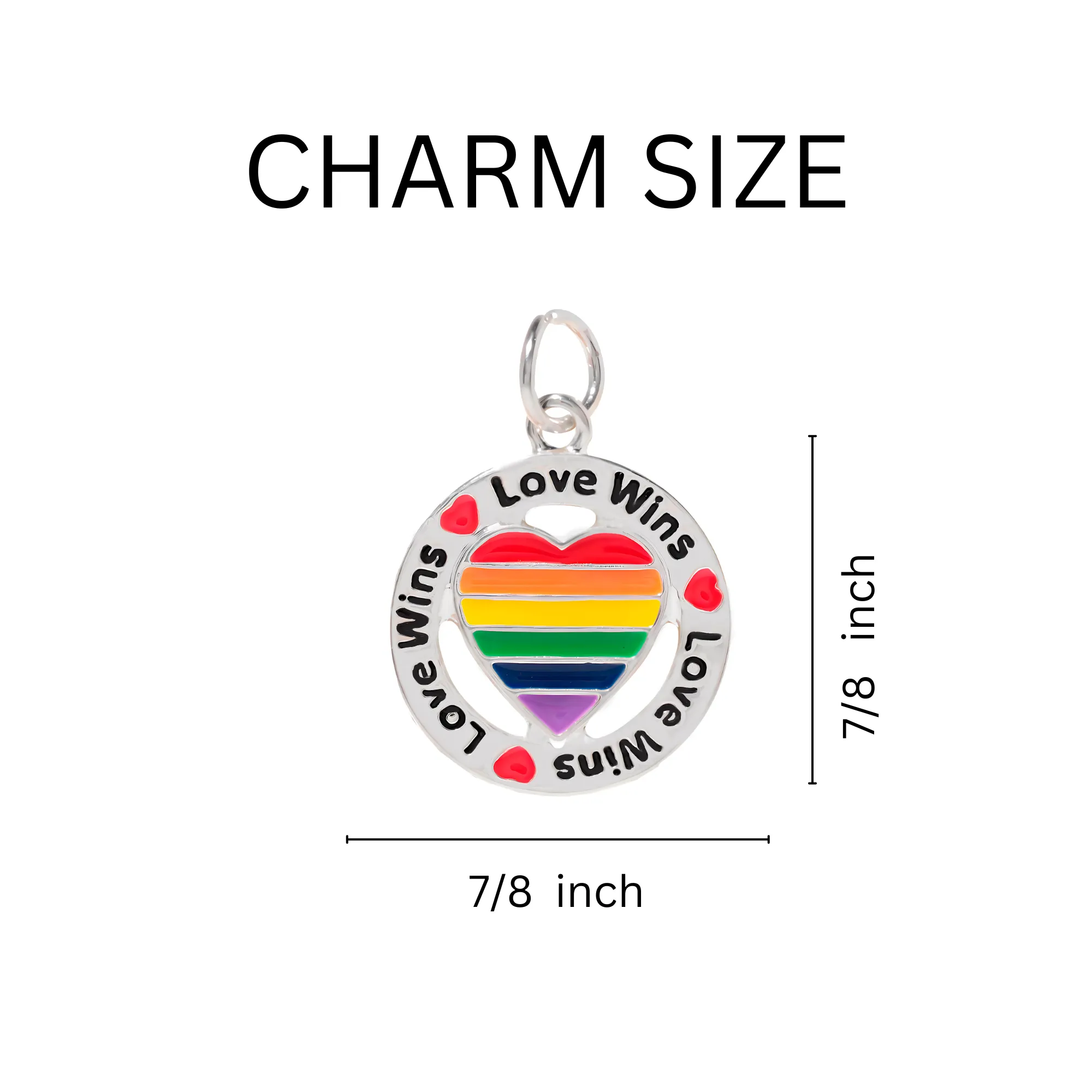 Rainbow Heart Love Wins Silver Beaded Charm Bracelets