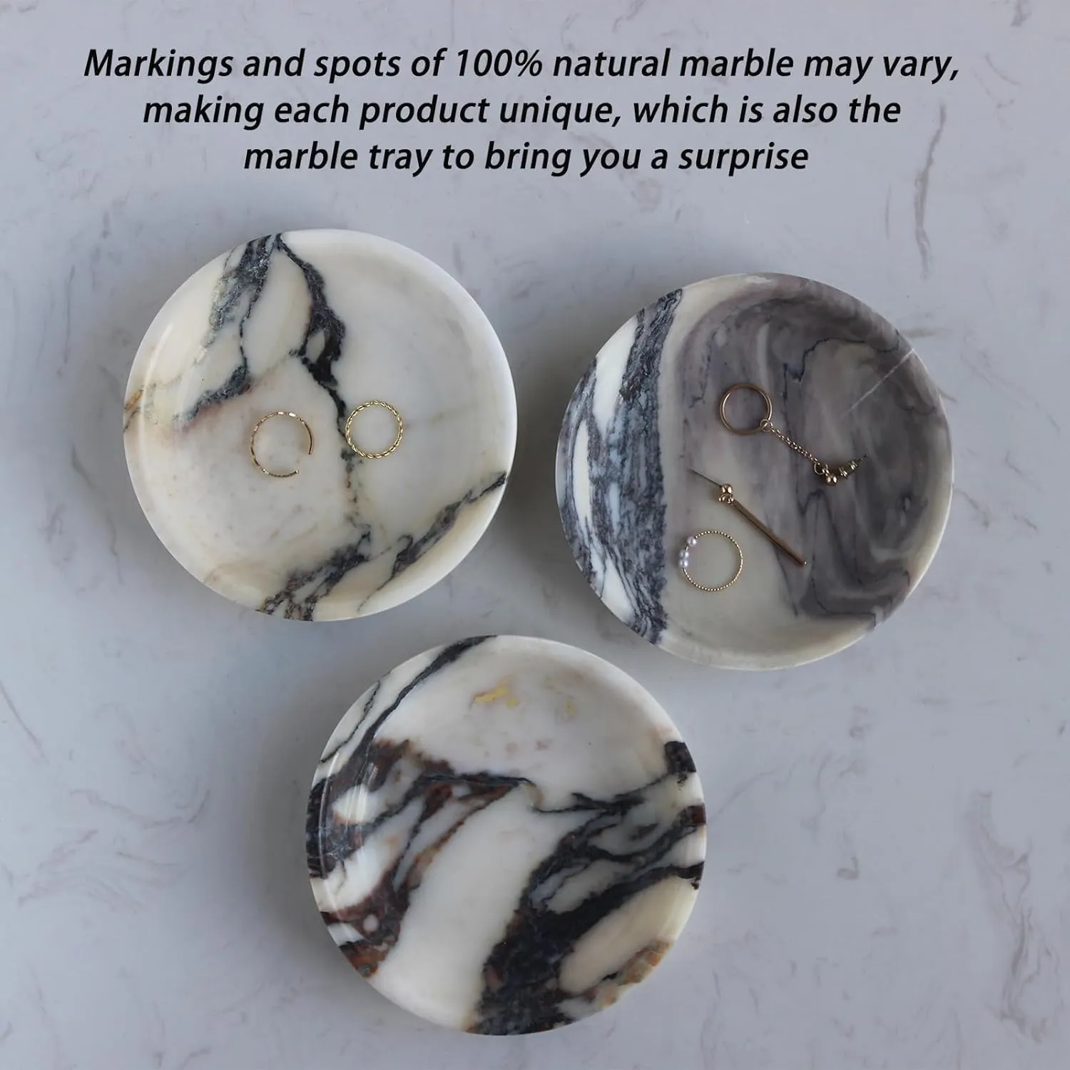 Real Calacatta Viola Marble Jewelry Dish Tray 5.5", Small Luxury Trinket Dish for Ring Earring Keys, Gift for Women