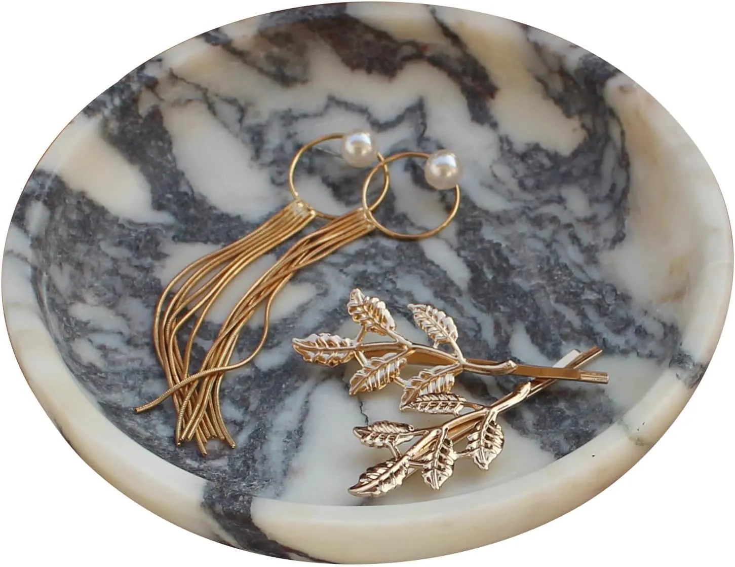 Real Calacatta Viola Marble Jewelry Dish Tray 5.5", Small Luxury Trinket Dish for Ring Earring Keys, Gift for Women