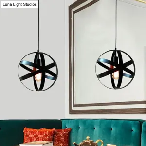 Retro Style Black Orb Ceiling Light: 8"/12"/16" Iron 1 Head Lamp for Living Room
