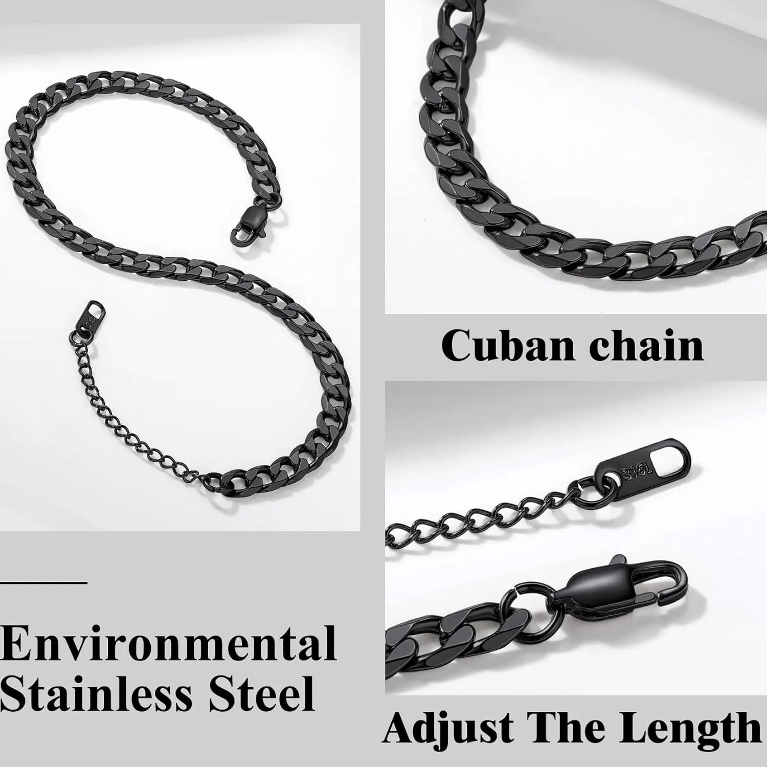 Richsteel Anklets for Women Cuban/Figaro/Spiga Wheat Chain Stainless Steel/18K Gold Plated Ankle Bracelet Beach Waterproof Foot Jewelry