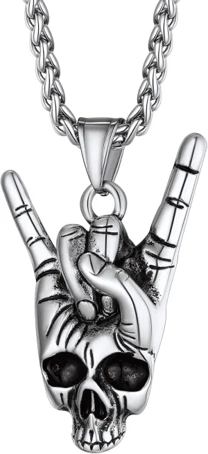 Richsteel Necklaces for Men Womens Stainless Steel Punk Rock Roll Pendant Hip Hop Jewelry