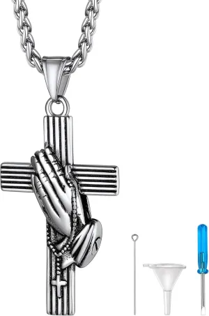 Richsteel Urn Necklace for Ashes Cremation Jewelry Memorial Keepsake Pendant with Chain