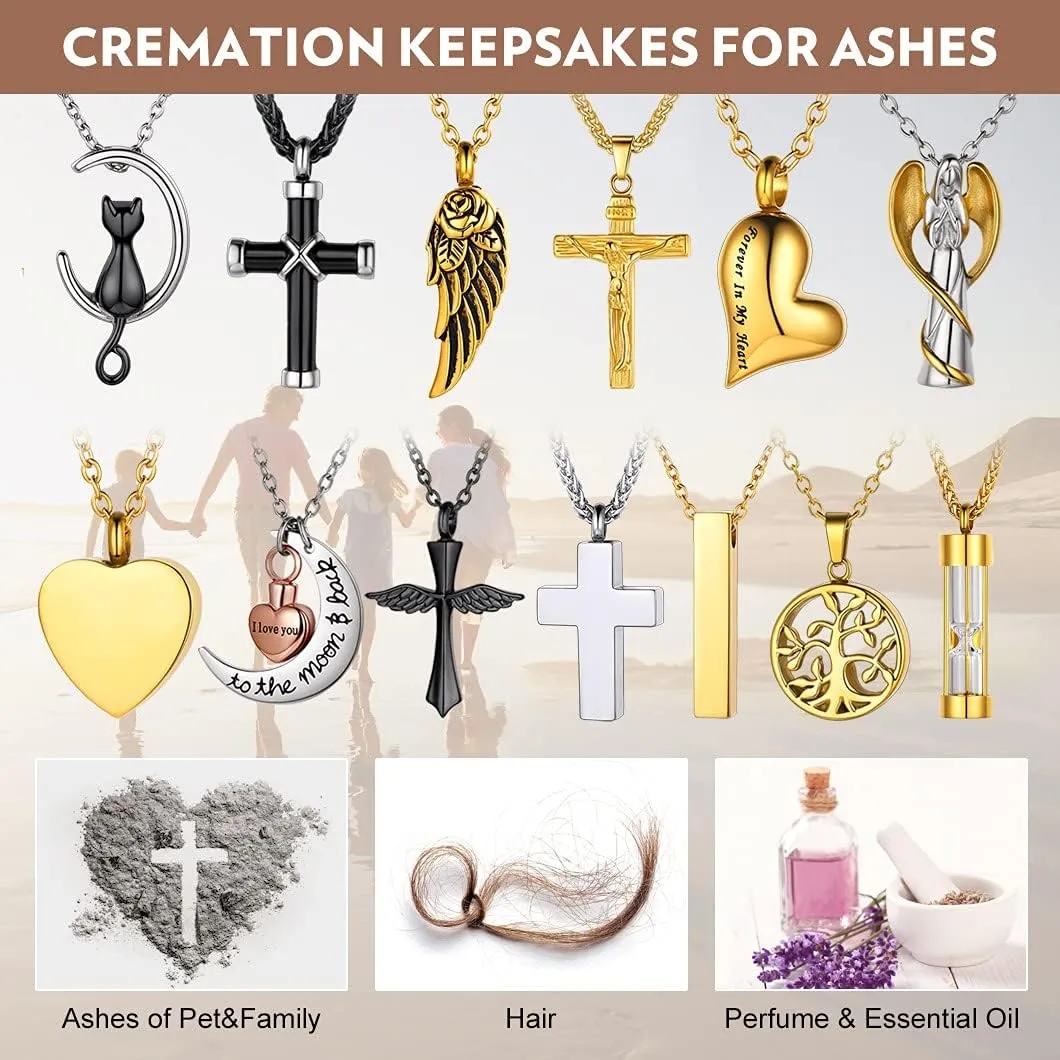 Richsteel Urn Necklaces for Ashes for Women Men Cremation Pendant Necklace for Ashes Stainless Steel Memorial Jewelry