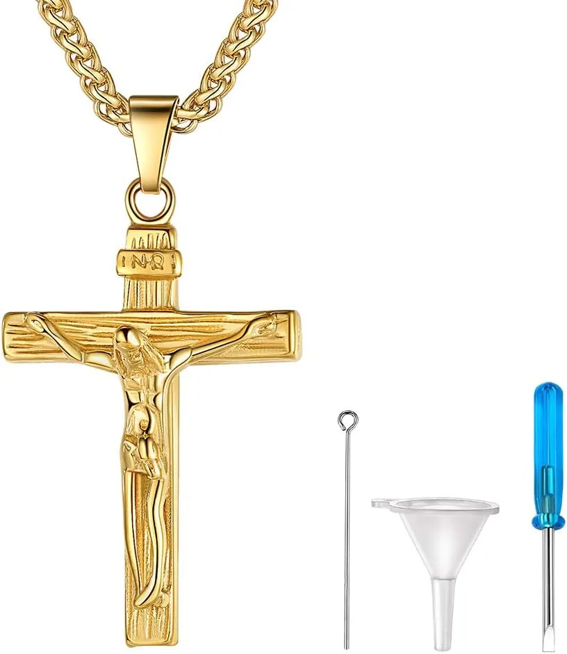 Richsteel Urn Necklaces for Ashes for Women Men Cremation Pendant Necklace for Ashes Stainless Steel Memorial Jewelry