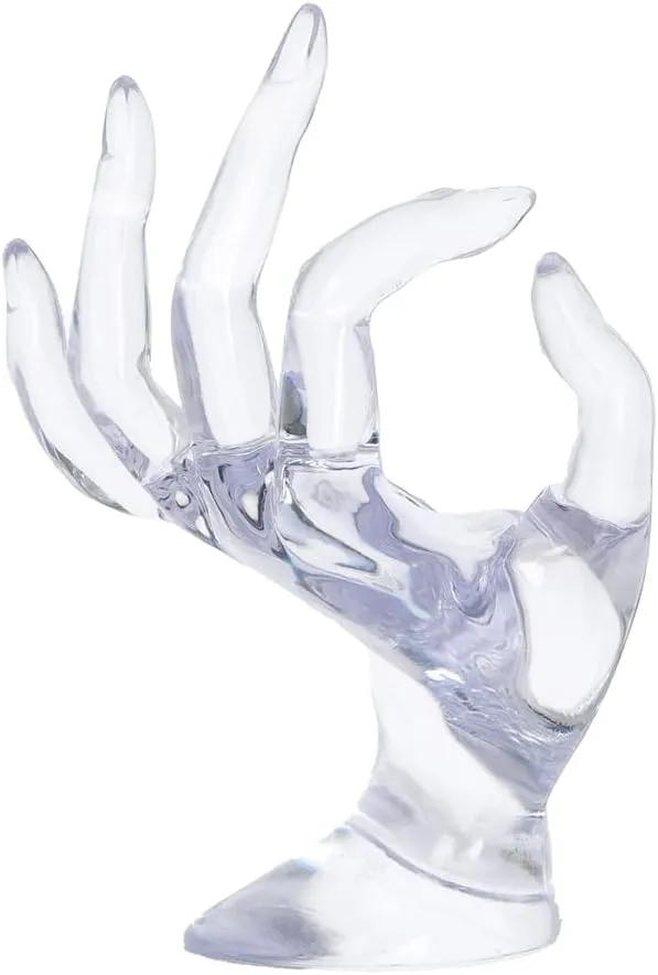 Ring Holder for Jewelry, Y2k Pink Room Decor Aesthetic, Preppy Room Decor, Hand Shape Jewelry Holder, Gifts for Women Girls (Transparent)