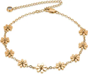 Rose Gold/Gold/Gunmetal/Stainless Steel Color Daisy Ankle Bracelets for Women Cute Flower Anklet Adjustable Anklet Jewelry Gifts for Women