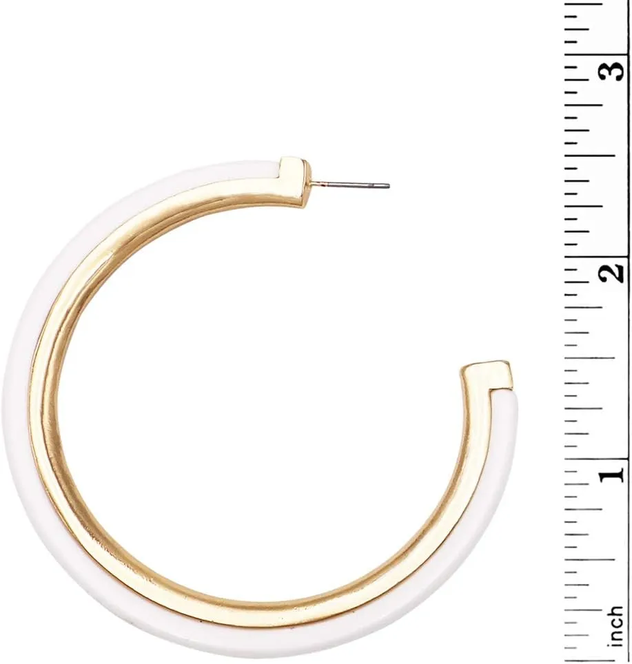 Rosemarie Collections Women's Stylish Lucite Hoop with Metal Trim Hypoallergenic Post Earrings, 2"-2.5"