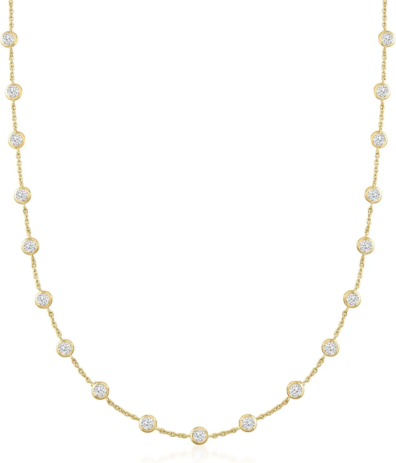 Ross-Simons 10.00 ct. t.w. Bezel-Set CZ Station Necklace in 18kt Gold Over Sterling