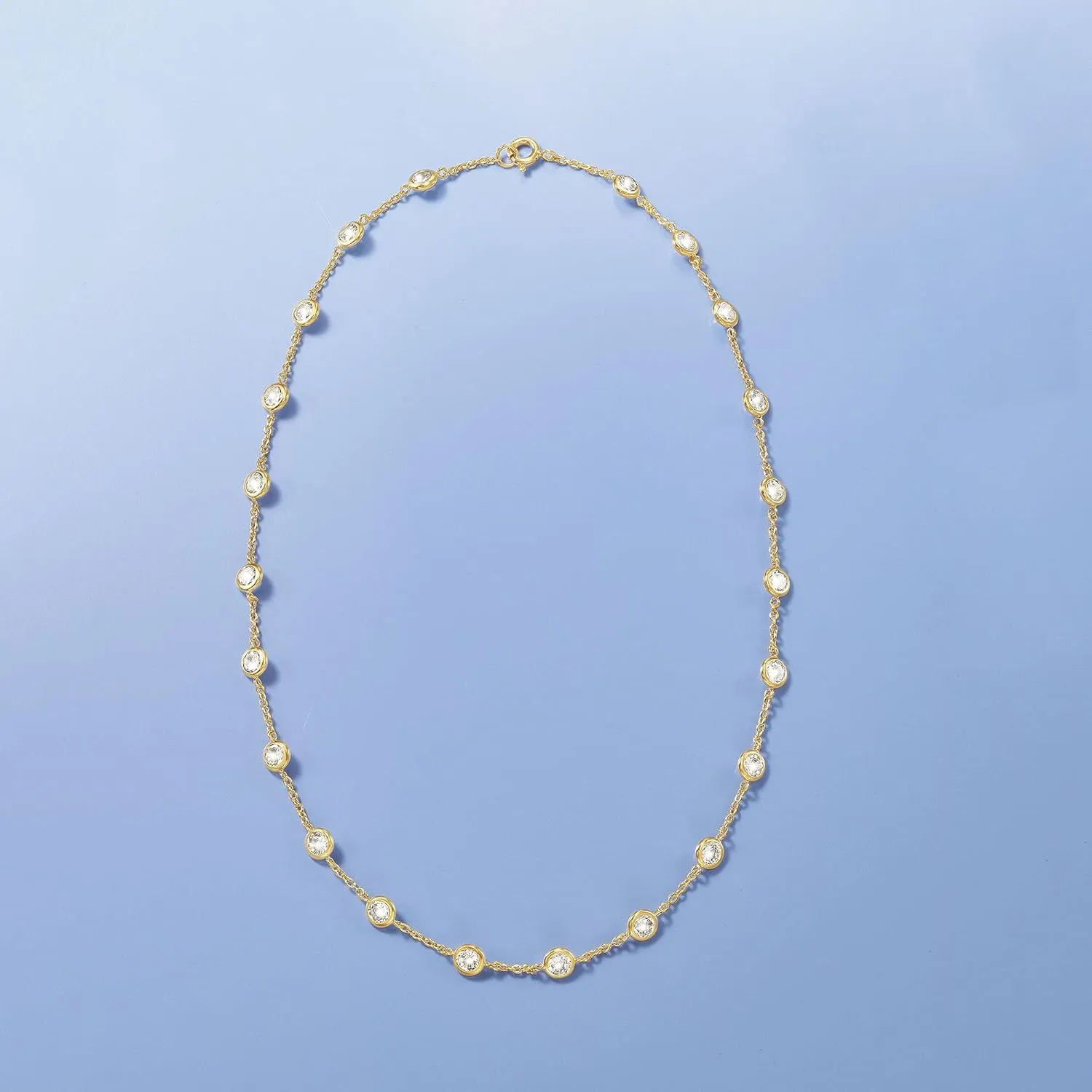 Ross-Simons 10.00 ct. t.w. Bezel-Set CZ Station Necklace in 18kt Gold Over Sterling