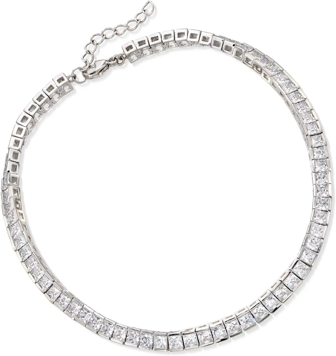 Ross-Simons 10.35 ct. t.w. Princess-Cut CZ Tennis Anklet in Sterling Silver. 9 inches