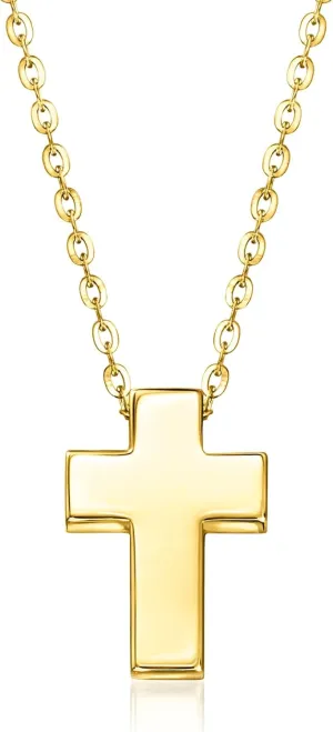Ross-Simons 14kt Yellow Gold Cross Pendant Necklace. 16 inches
