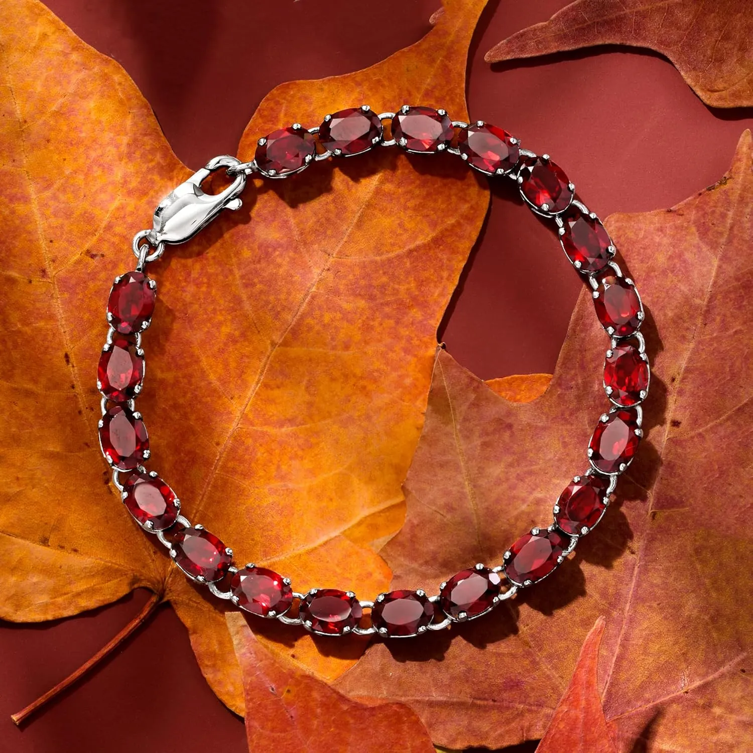 Ross-Simons 18.00 ct. t.w. Oval Garnet Bracelet in Sterling Silver