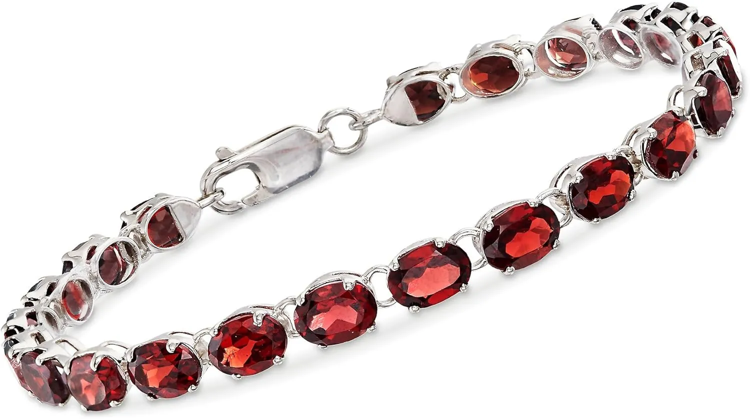 Ross-Simons 18.00 ct. t.w. Oval Garnet Bracelet in Sterling Silver