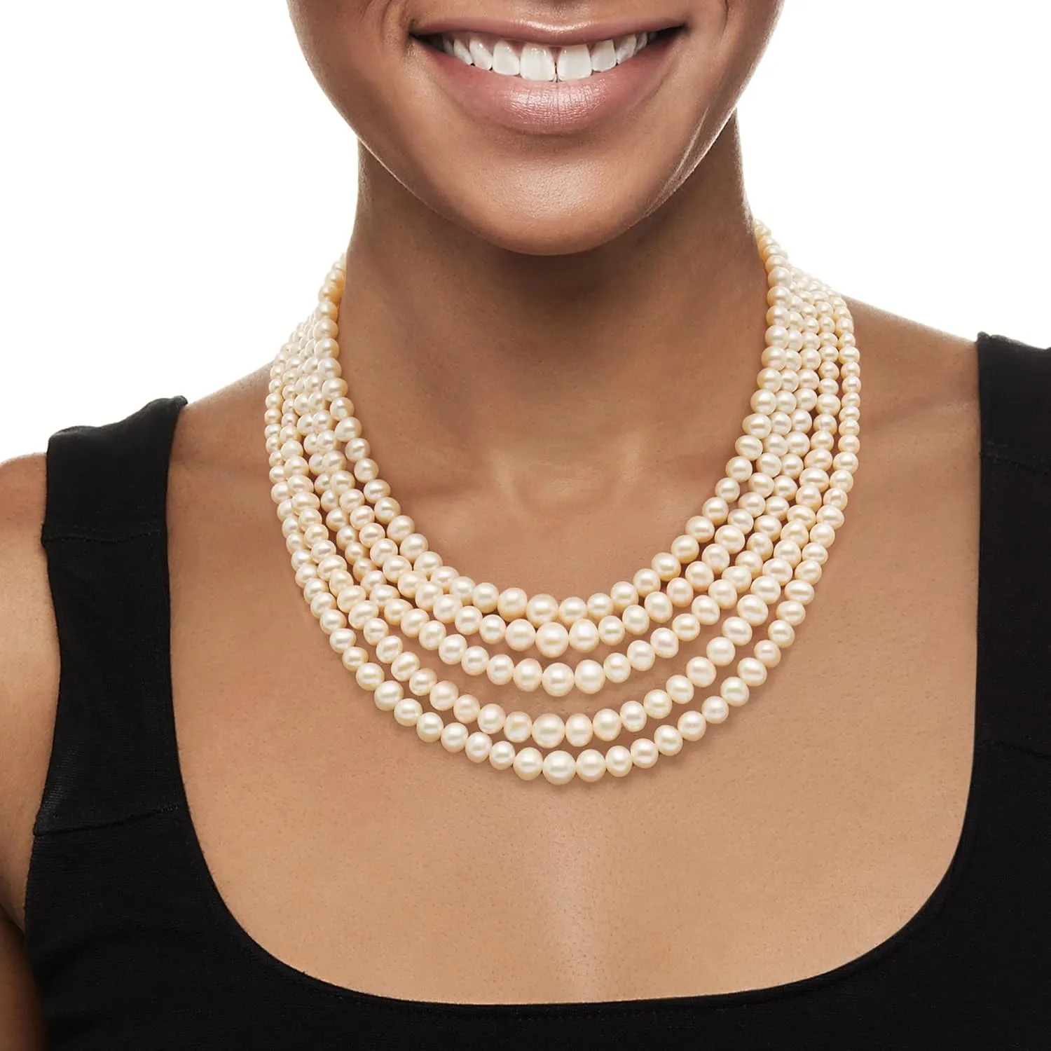 Ross-Simons 4-8.5mm Cultured Pearl 5-Strand Layered Necklace with Sterling Silver