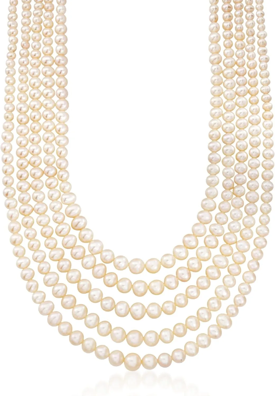 Ross-Simons 4-8.5mm Cultured Pearl 5-Strand Layered Necklace with Sterling Silver