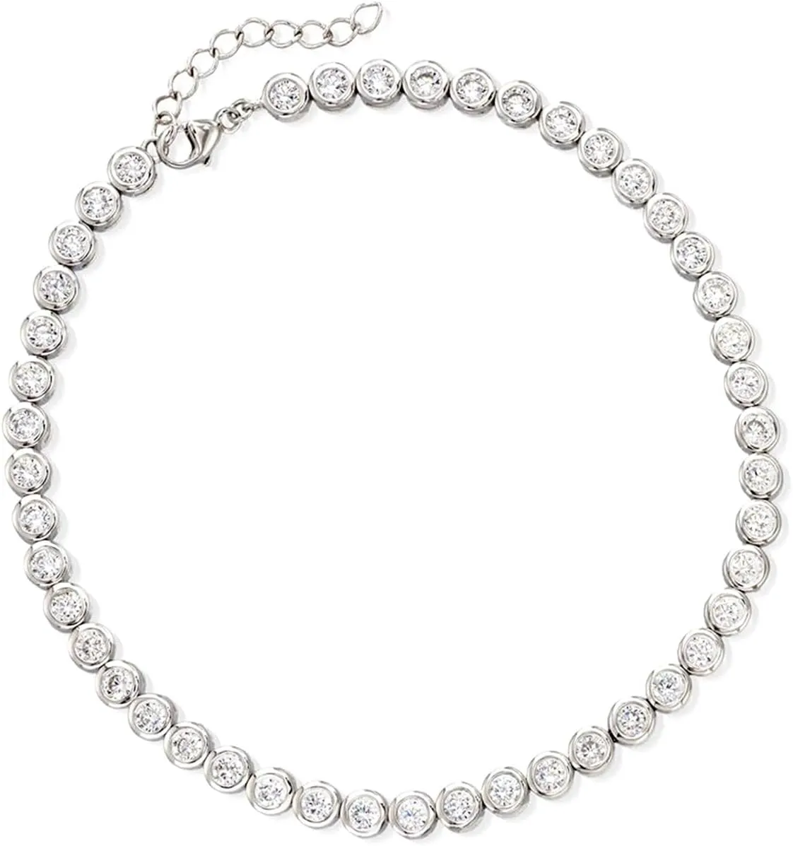 Ross-Simons 4.70 ct. t.w. Bezel-Set CZ Tennis Anklet in Sterling Silver. 9 inches