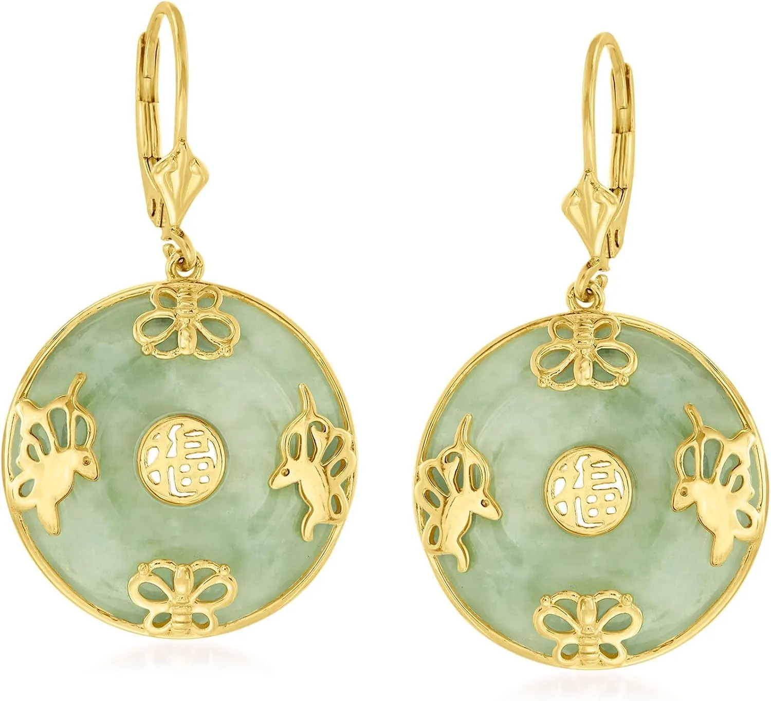 Ross-Simons Good Fortune Butterfly Drop Earrings in 18kt Gold Over Sterling