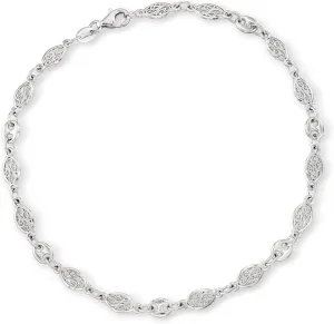 Ross-Simons Sterling Silver Navette-Style Openwork Anklet. 10 inches