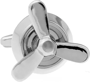 Rotatable Propeller Silver Cufflinks  Unique Mechanical Design, Stylish Mens Accessory, Ideal Gift for Aviation and Nautical Enthusiasts