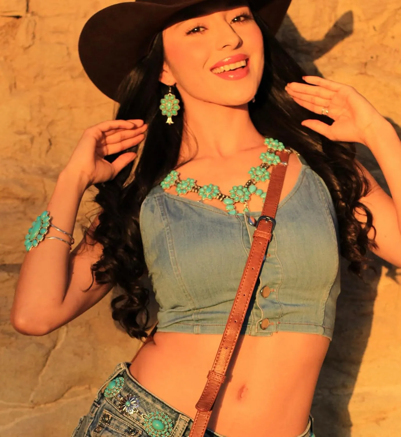 Rustic Couture's Western Jewelry Set for Women Cowgirl Vintage Western Necklace Earring