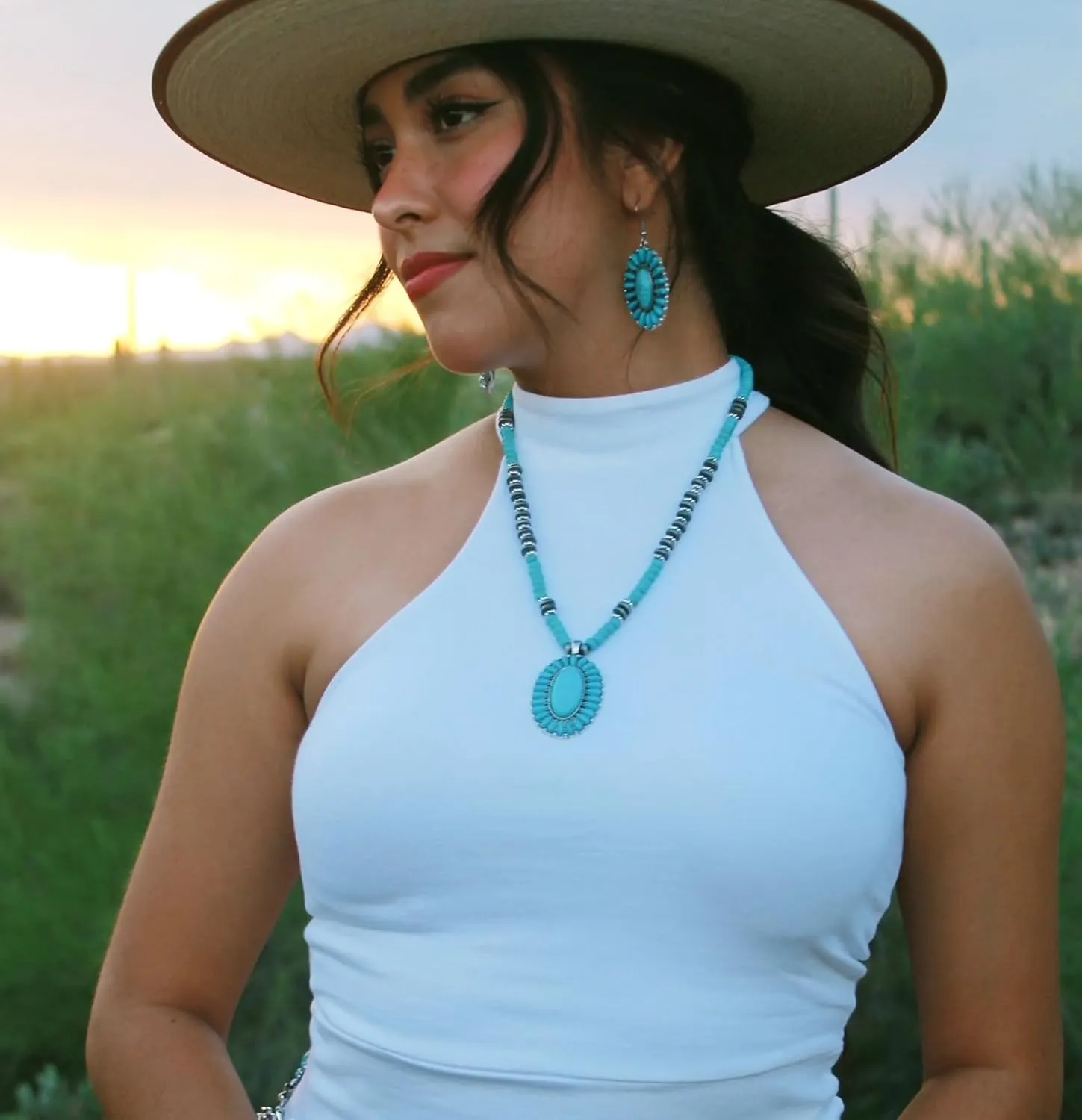 Rustic Couture's Western Jewelry Set for Women Cowgirl Vintage Western Necklace Earring