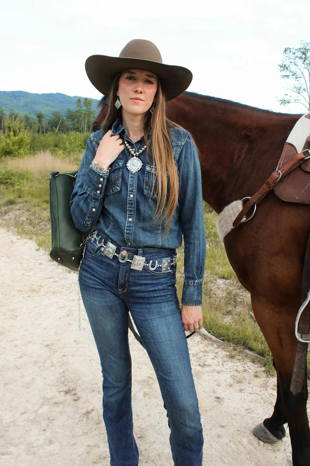 Rustic Couture's Western Jewelry Set for Women Cowgirl Vintage Western Necklace Earring