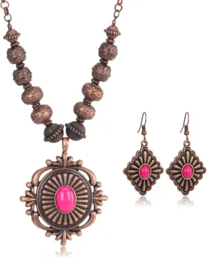 Rustic Couture's Western Jewelry Set for Women Cowgirl Vintage Western Necklace Earring