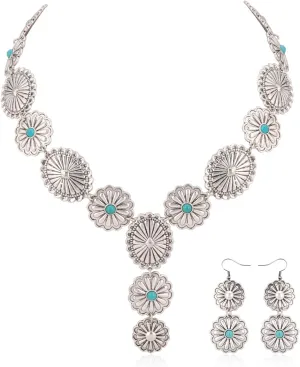 Rustic Couture's Western Necklace Earrings Jewelry Set for Women