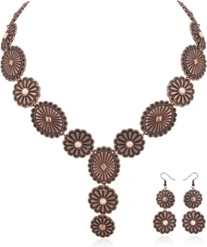 Rustic Couture's Western Necklace Earrings Jewelry Set for Women