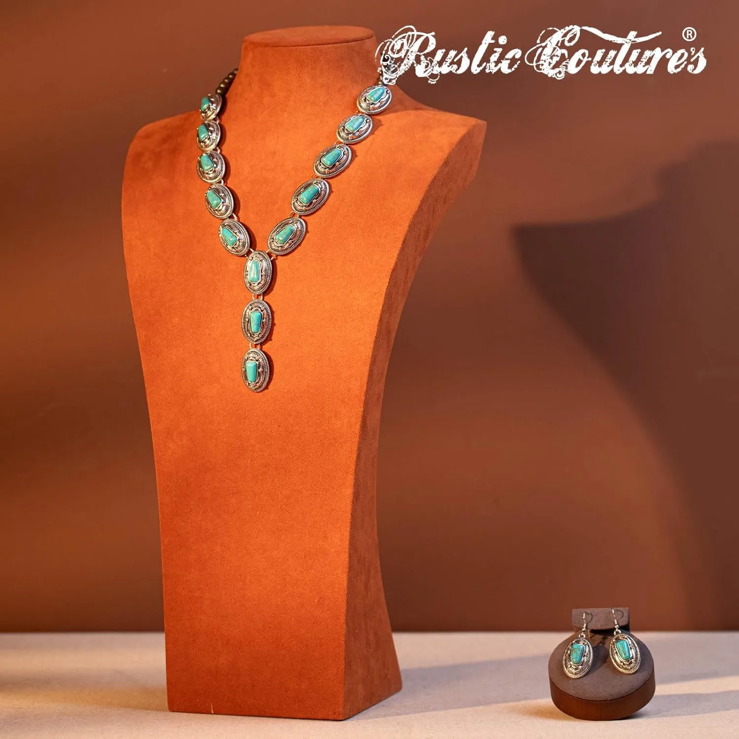 Rustic Couture's Western Necklace Earrings Jewelry Set for Women