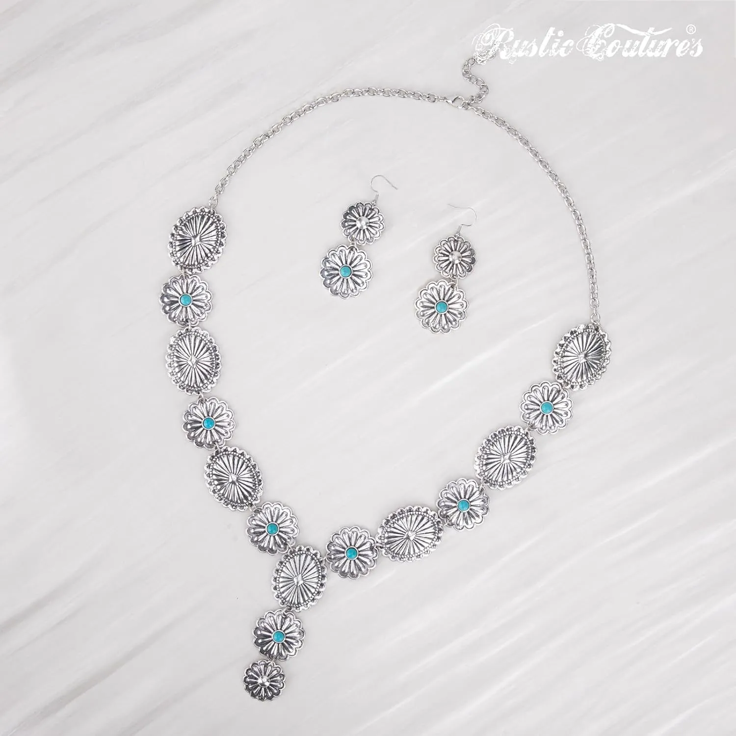 Rustic Couture's Western Necklace Earrings Jewelry Set for Women