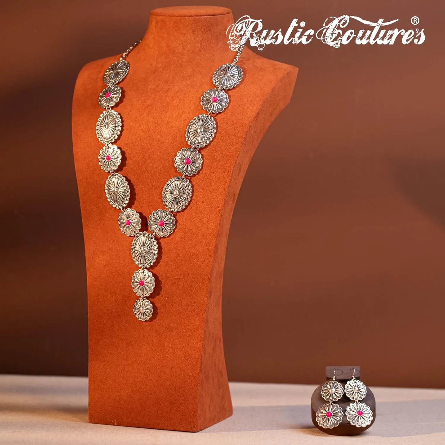 Rustic Couture's Western Necklace Earrings Jewelry Set for Women