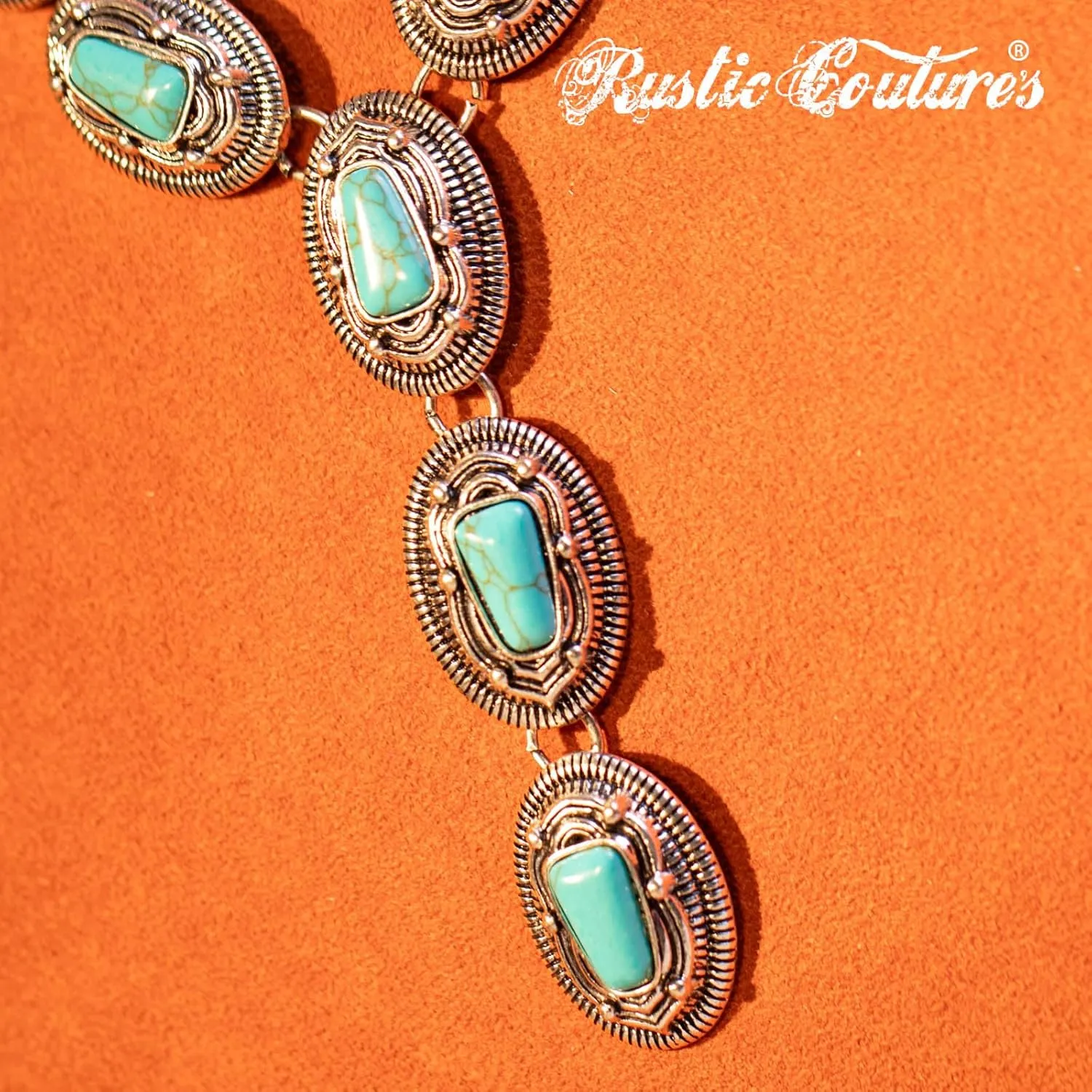 Rustic Couture's Western Necklace Earrings Jewelry Set for Women