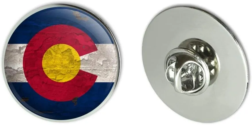 Rustic Distressed Colorado State Flag Metal 1.1" Tie Tack Hat Lapel Pin Pinback