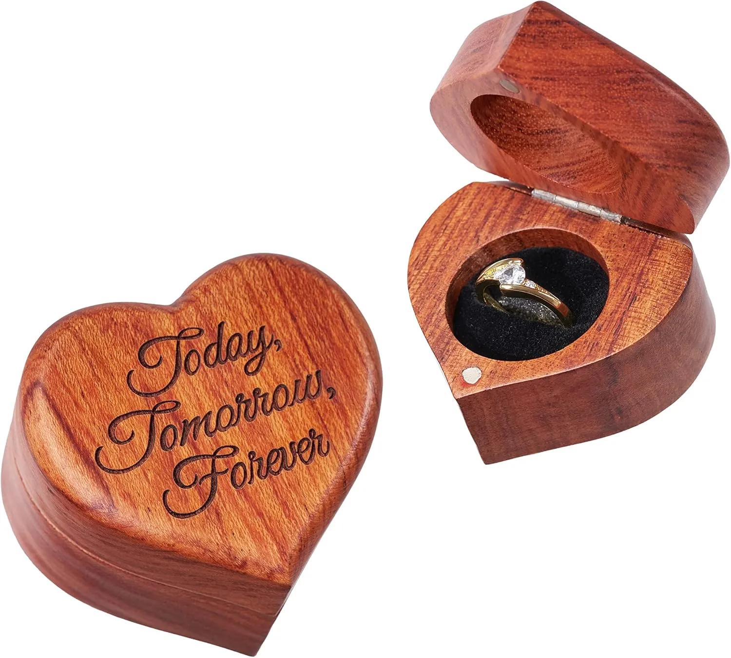 Rustic Engagement Ring Box - Handmade Wooden Ring Box Engraved Proposal - To Day, Tomorrow, Forever