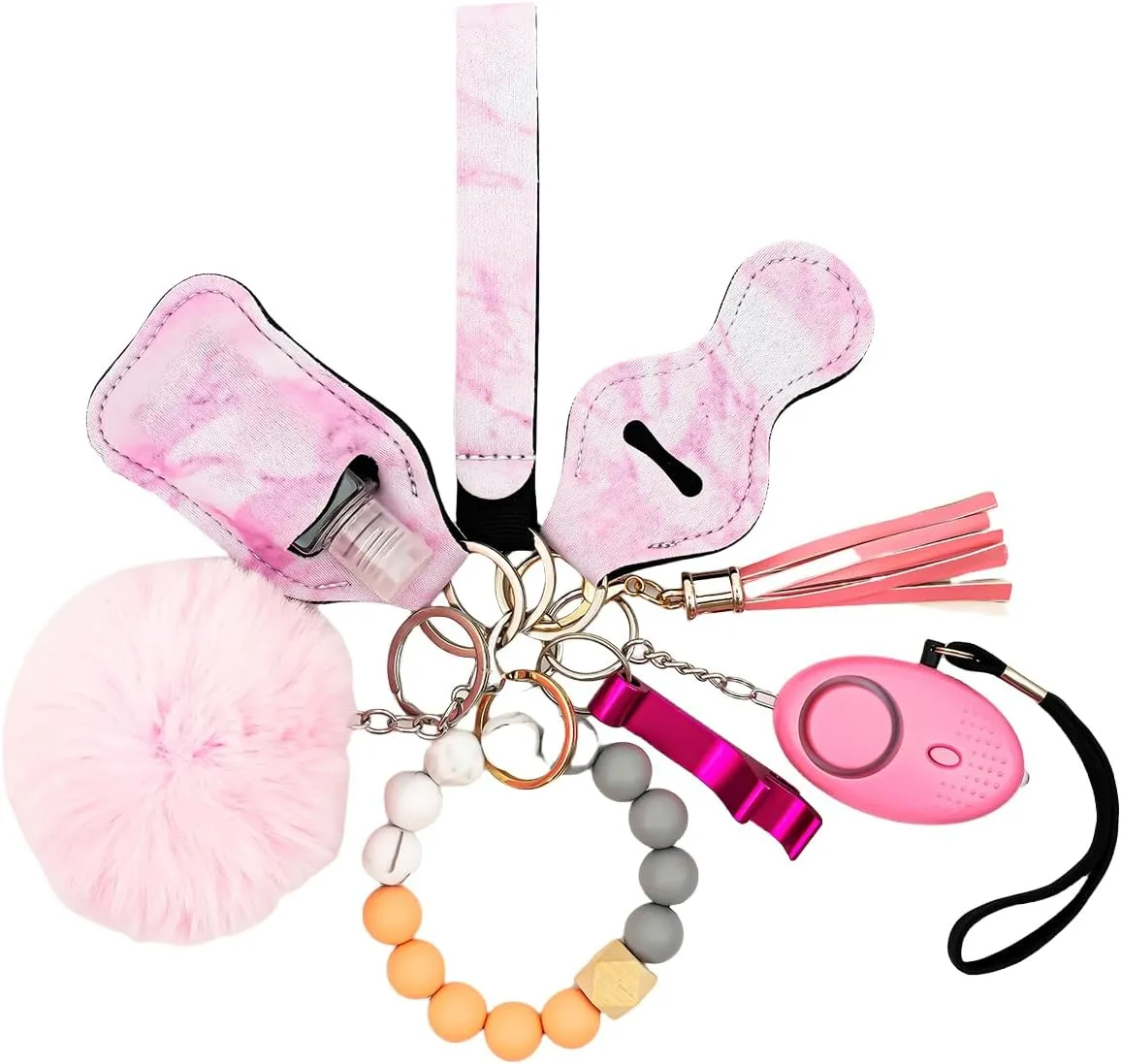 Safety Keychain Set for Women, Self Defense Keychain Set for Girls with Safe Sound Personal Alarm and Bottle Opener