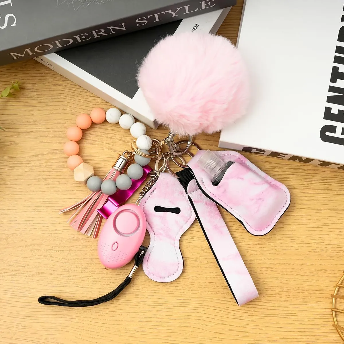 Safety Keychain Set for Women, Self Defense Keychain Set for Girls with Safe Sound Personal Alarm and Bottle Opener