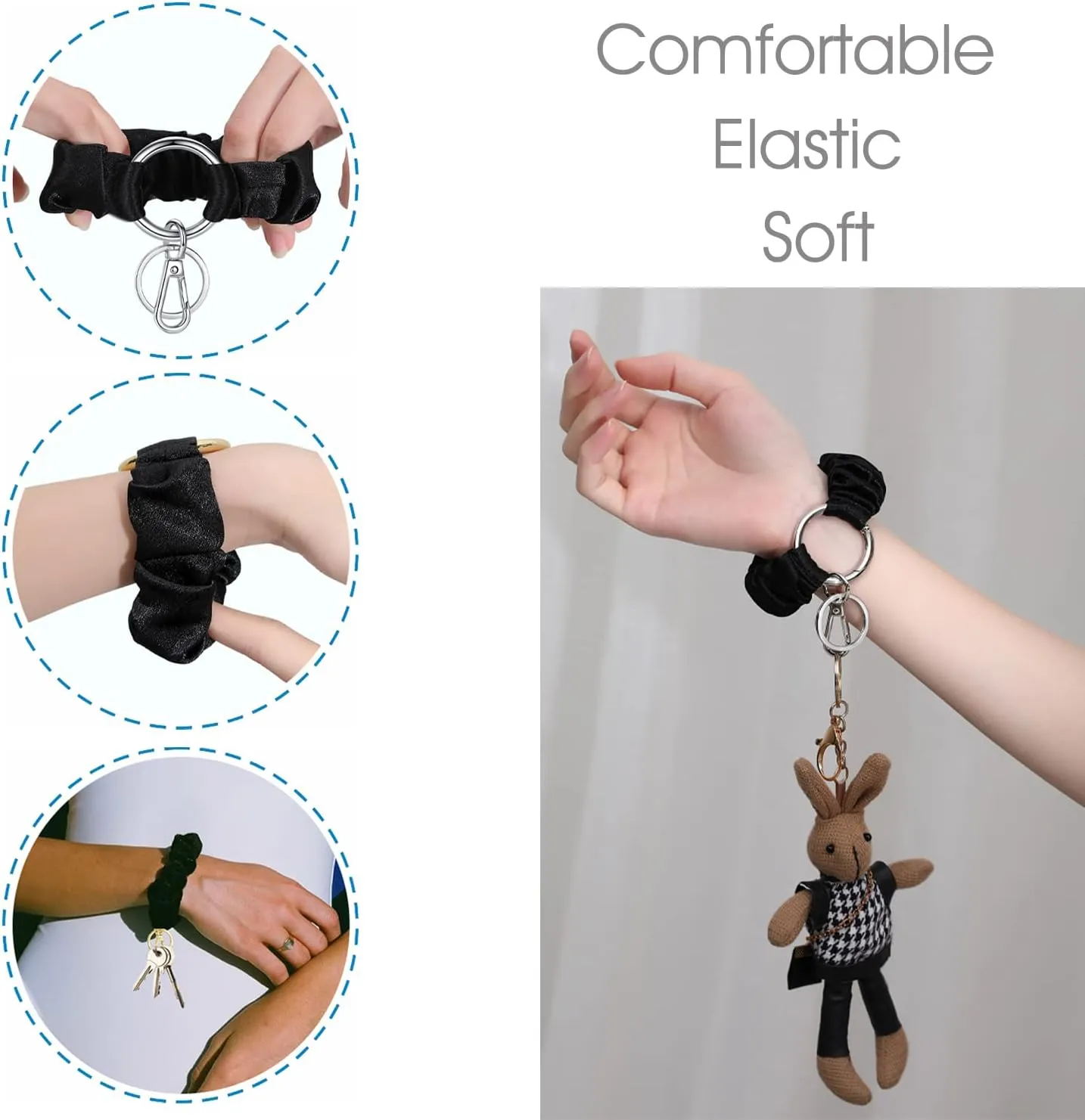 SAM & LORI Wristlet Keychain Bracelet Women Stretchy Removable Key Chain Keyring
