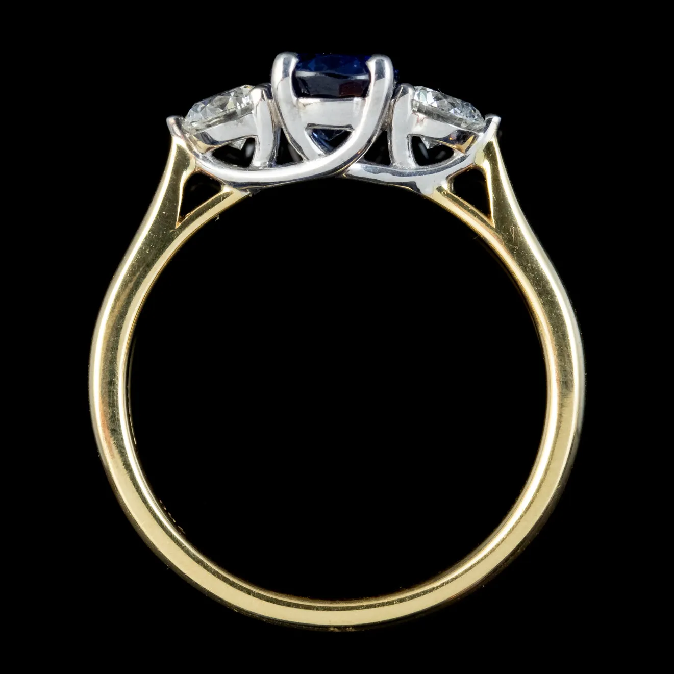 Sapphire Diamond Trilogy Ring 18ct Gold 0.80ct Sapphire 0.40ct Of Diamond