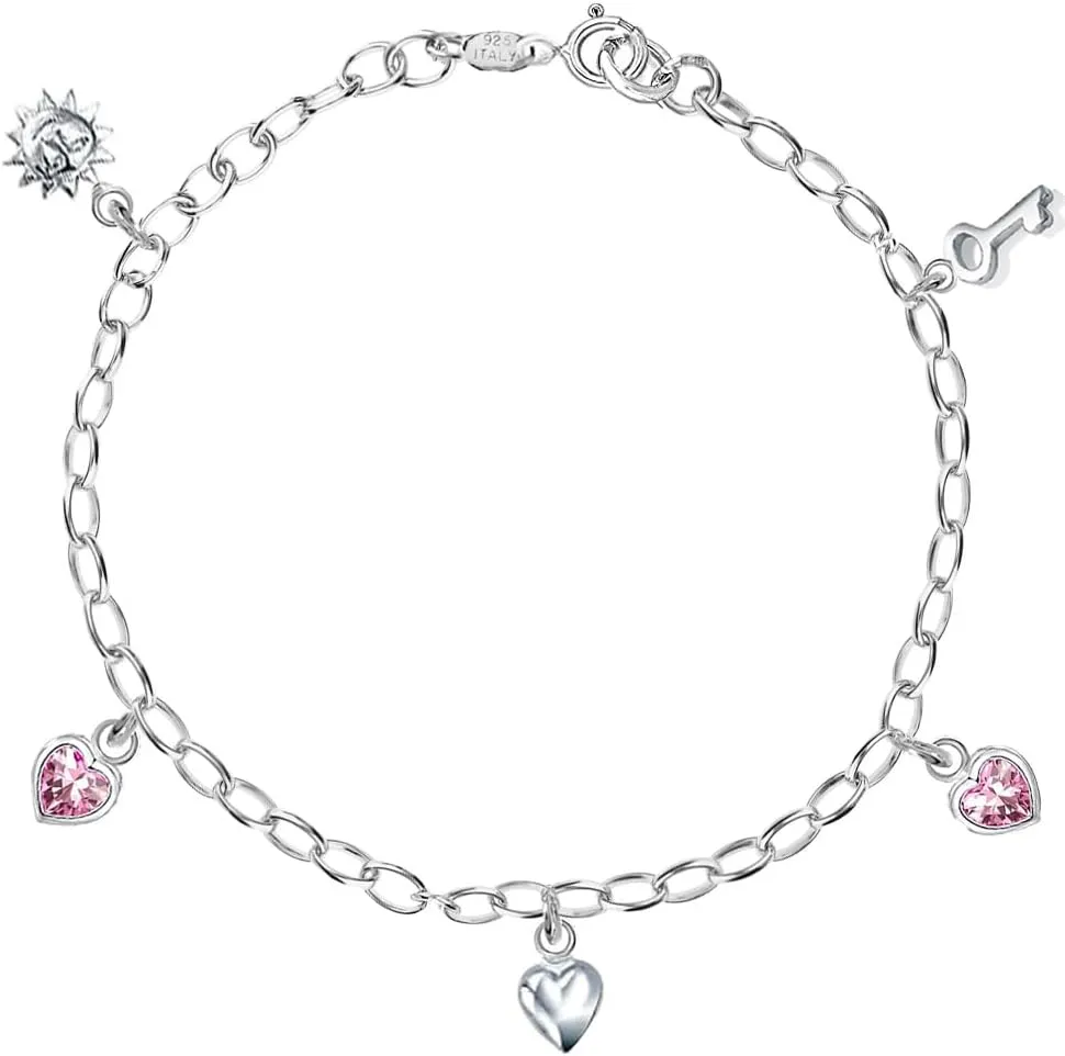 Savlano 925 Sterling Silver 10 Inches Pendant Cubic Zirconia Charm Crystal Chain Summer Anklet for Women Comes With Gift Box