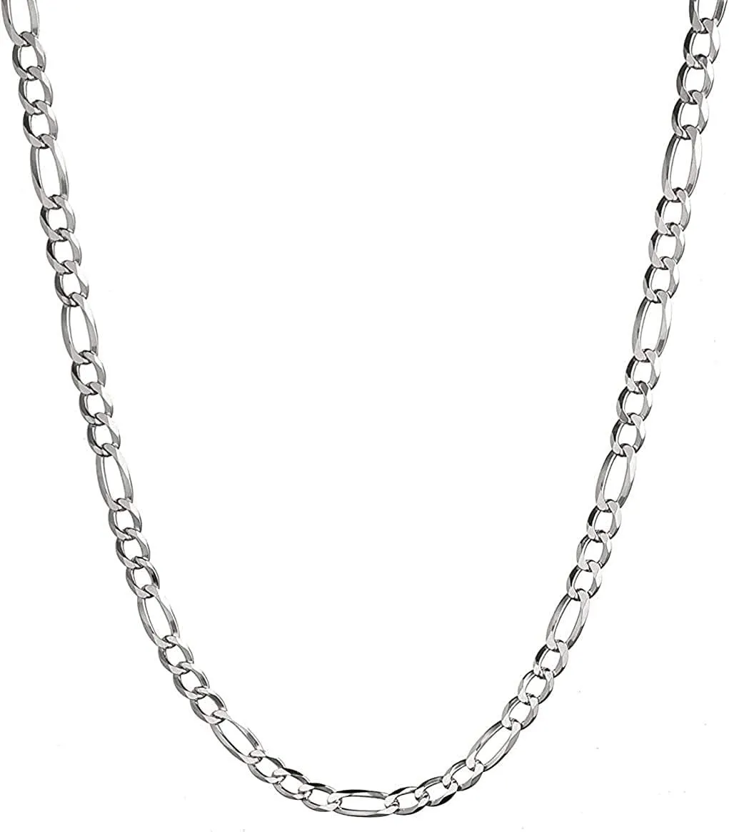 Savlano 925 Sterling Silver 4mm Italian Solid Figaro Link Chain Necklace Comes With a Gift Box for Men & Women - Made in Italy
