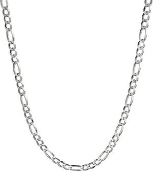 Savlano 925 Sterling Silver 4mm Italian Solid Figaro Link Chain Necklace Comes With a Gift Box for Men & Women - Made in Italy