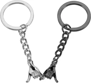 Saycker 2pcs Couple Keychains, Anniversary Couples Matching Keychains Stuff Gift Promise Keychain for Couples Birthday Anniversary Valentine Gifts for Boyfriend Girlfriend(Black Silver)