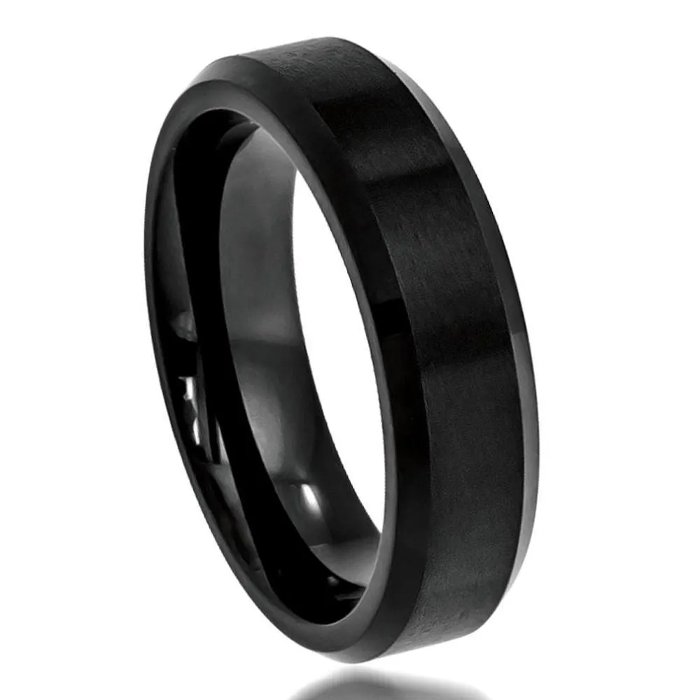 Scratch Free Tungsten Carbide Rings - 10mm Black Rhodium Plated
