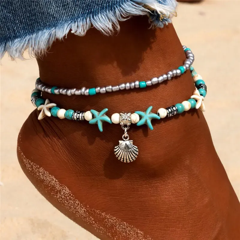 Shell & Starfish Boho Anklet