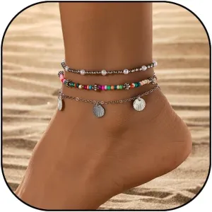 Shell Ankle Bracelet Set for Women Starfish Shell Beaded Ankle Adjustable Summer Jewelry Ankle Bracelet Present for Her