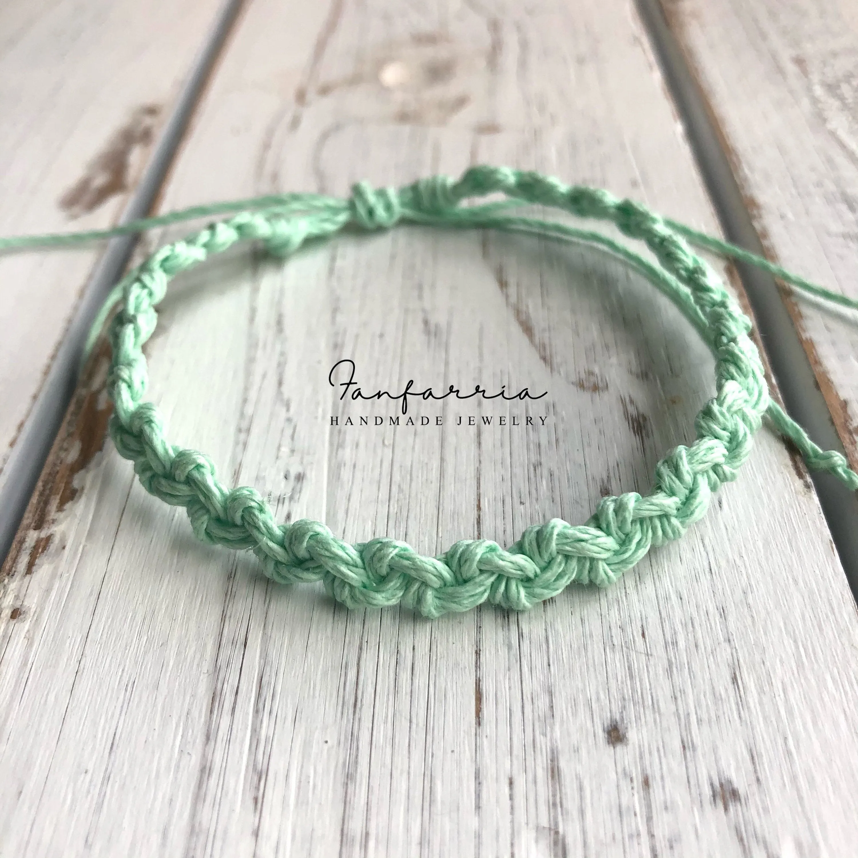 Shell Key Mint Hemp Anklet