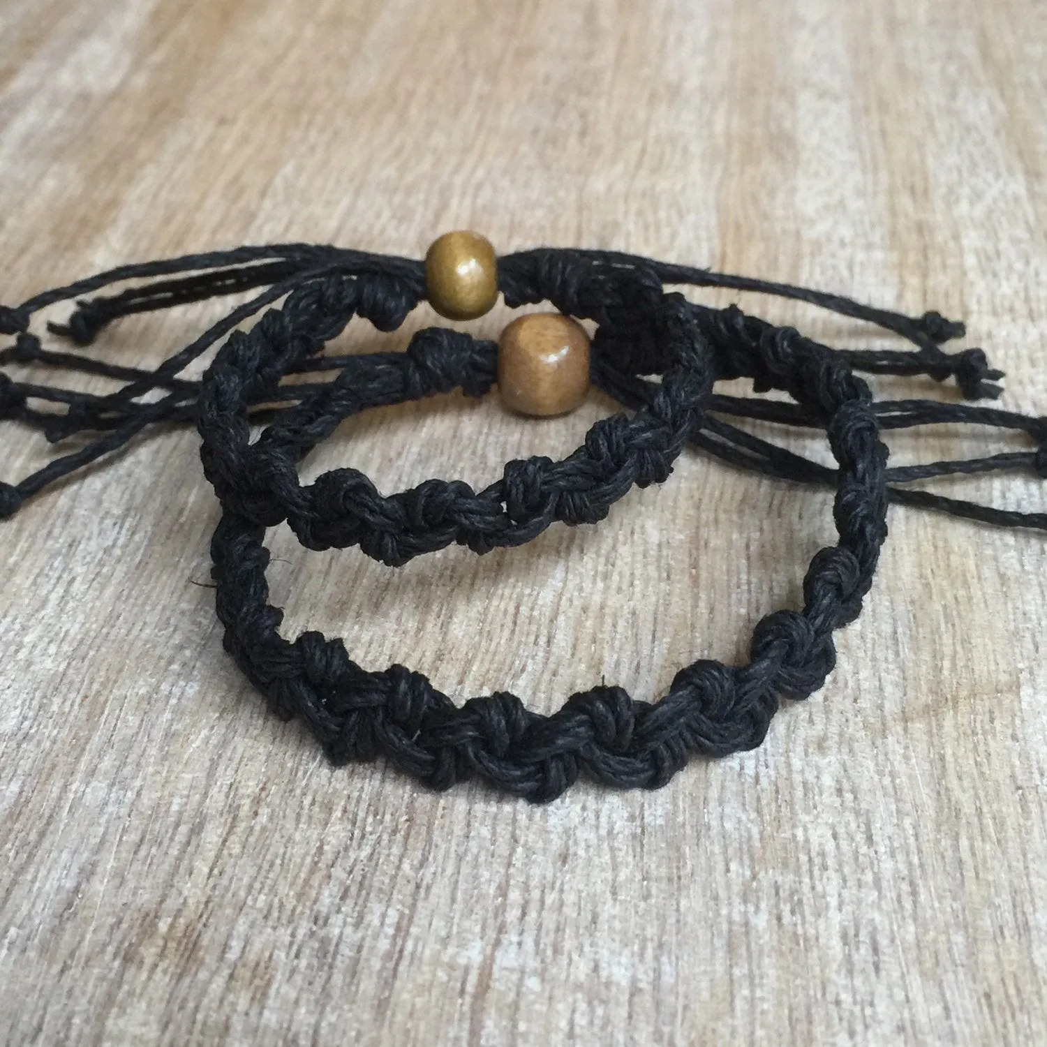 Shell Key Mommy and Me Black Hemp Bracelets