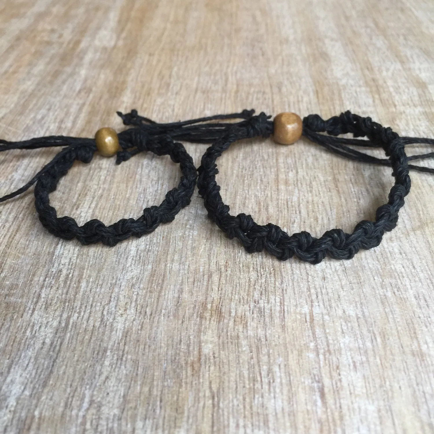 Shell Key Mommy and Me Black Hemp Bracelets